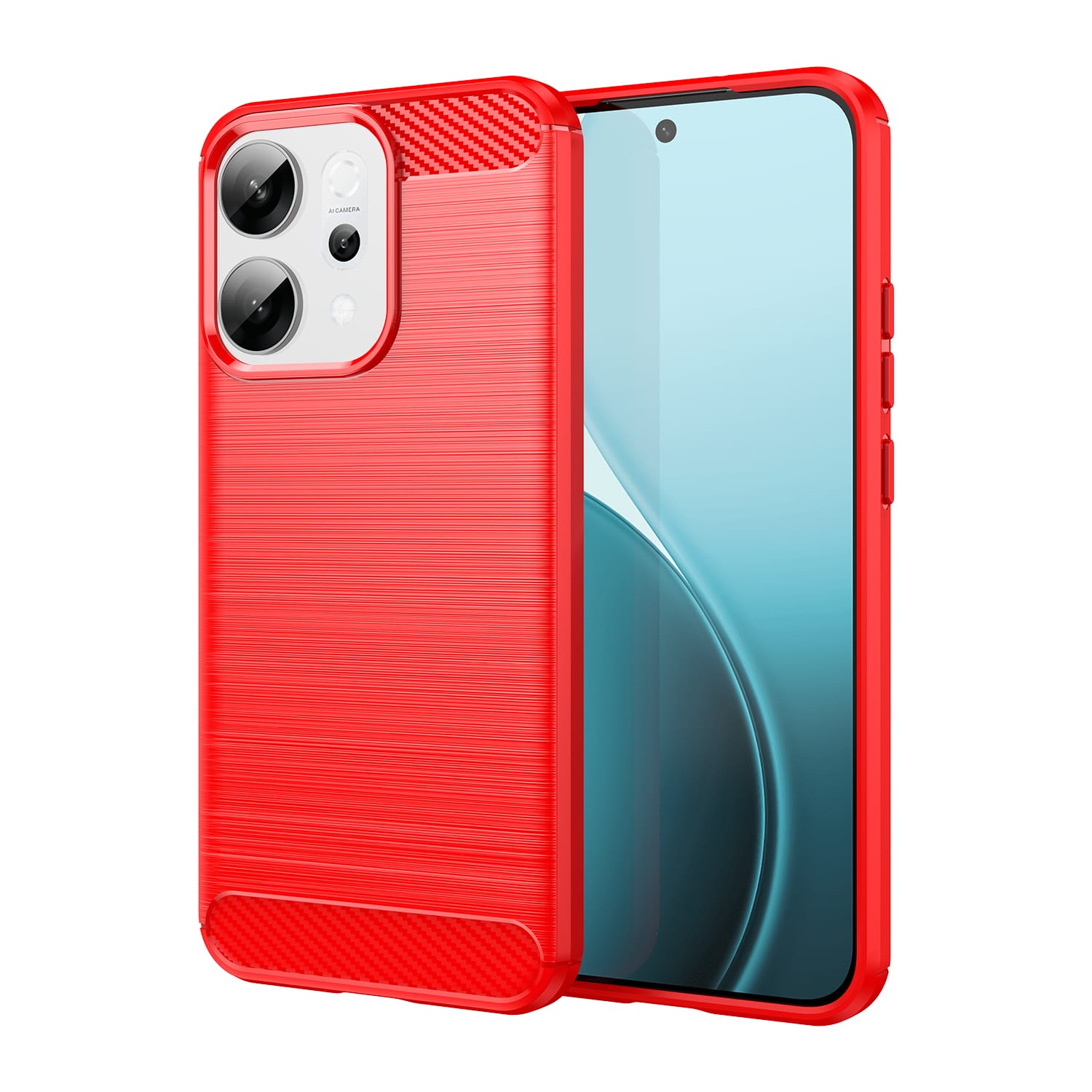 OPPO Reno14 Carbon Fibre TPU Case Slim Shockproof Cover Red