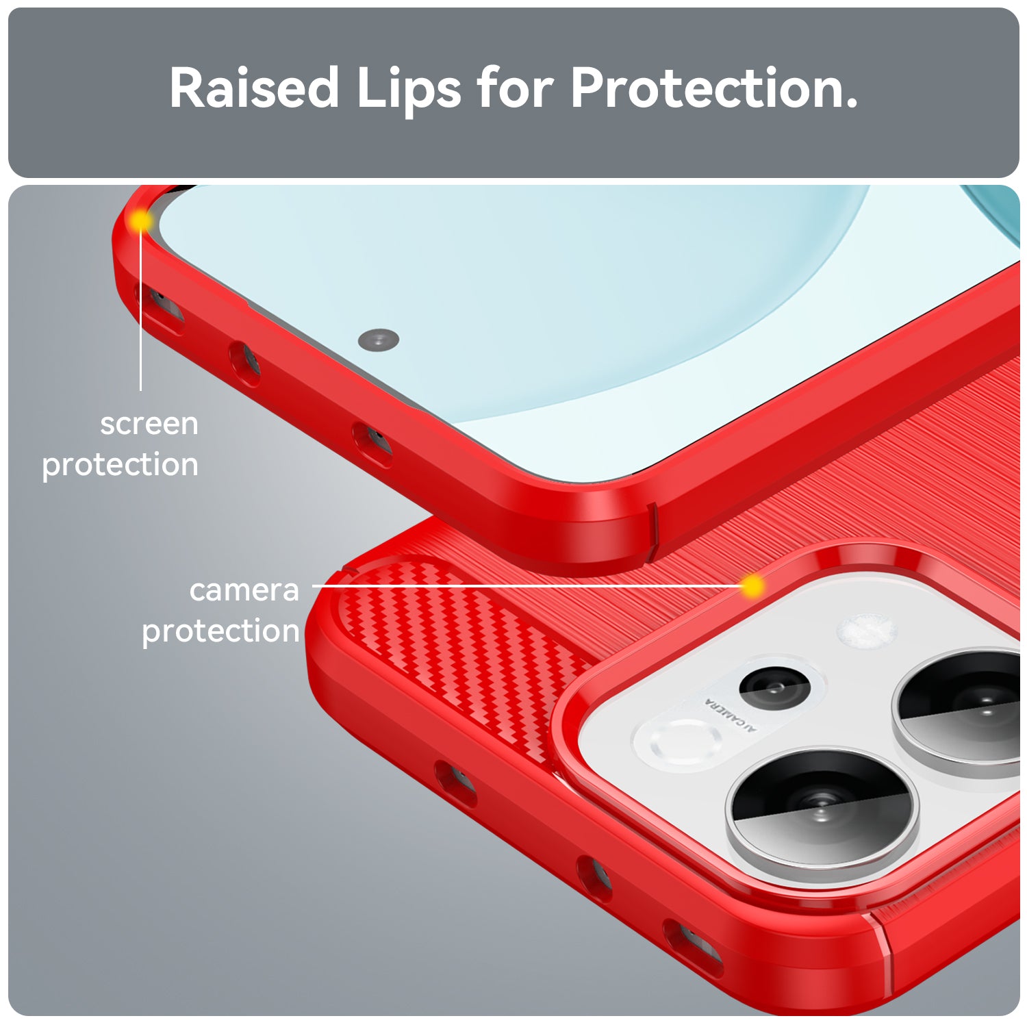OPPO Reno14 Carbon Fibre TPU Case Slim Shockproof Cover Red