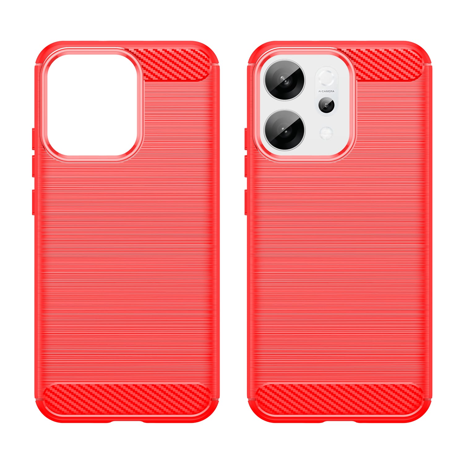 OPPO Reno14 Carbon Fibre TPU Case Slim Shockproof Cover Red