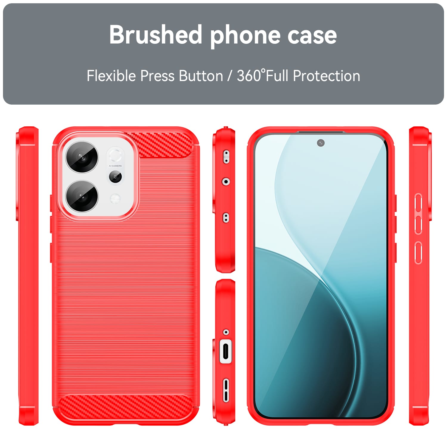 OPPO Reno14 Carbon Fibre TPU Case Slim Shockproof Cover Red