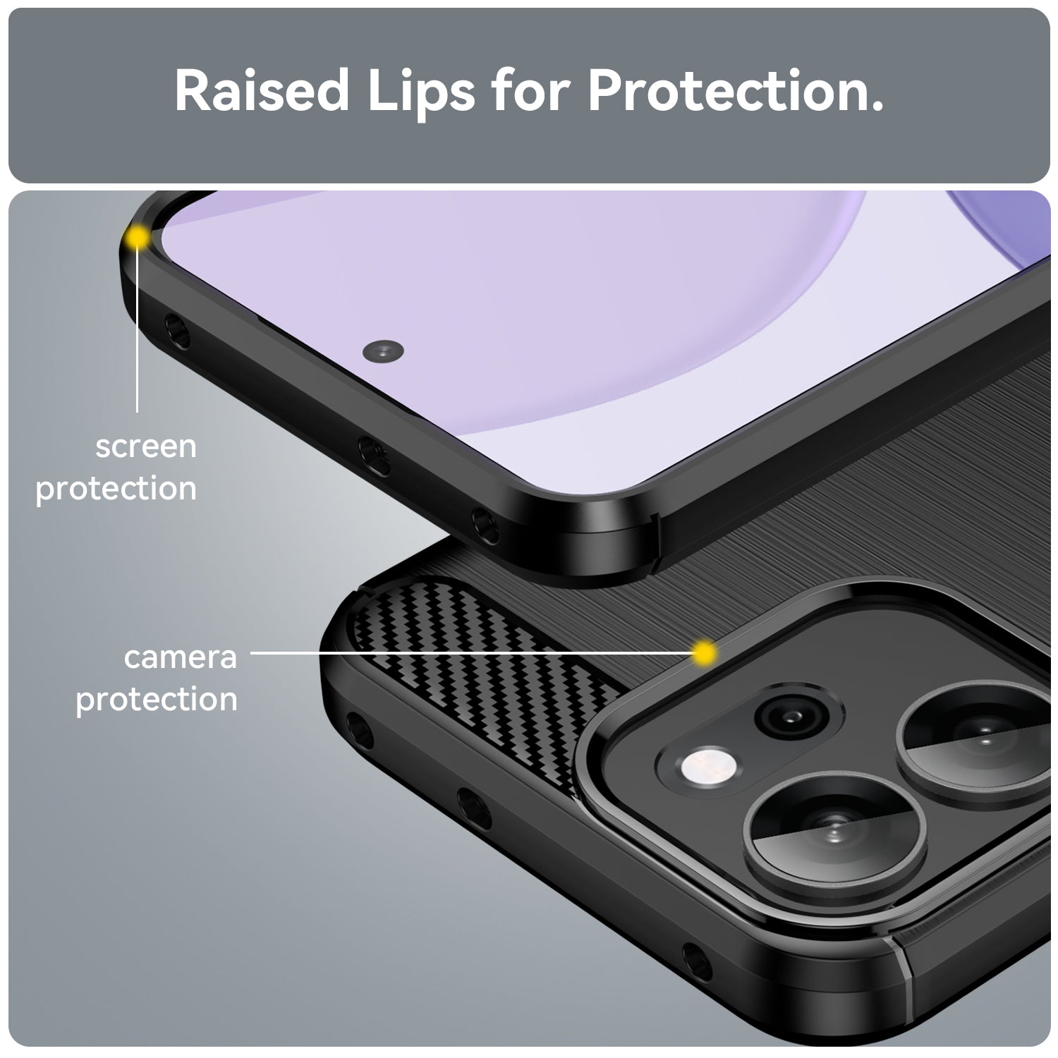 OPPO Reno14 F Carbon Fibre TPU Case Slim Shockproof Cover Black