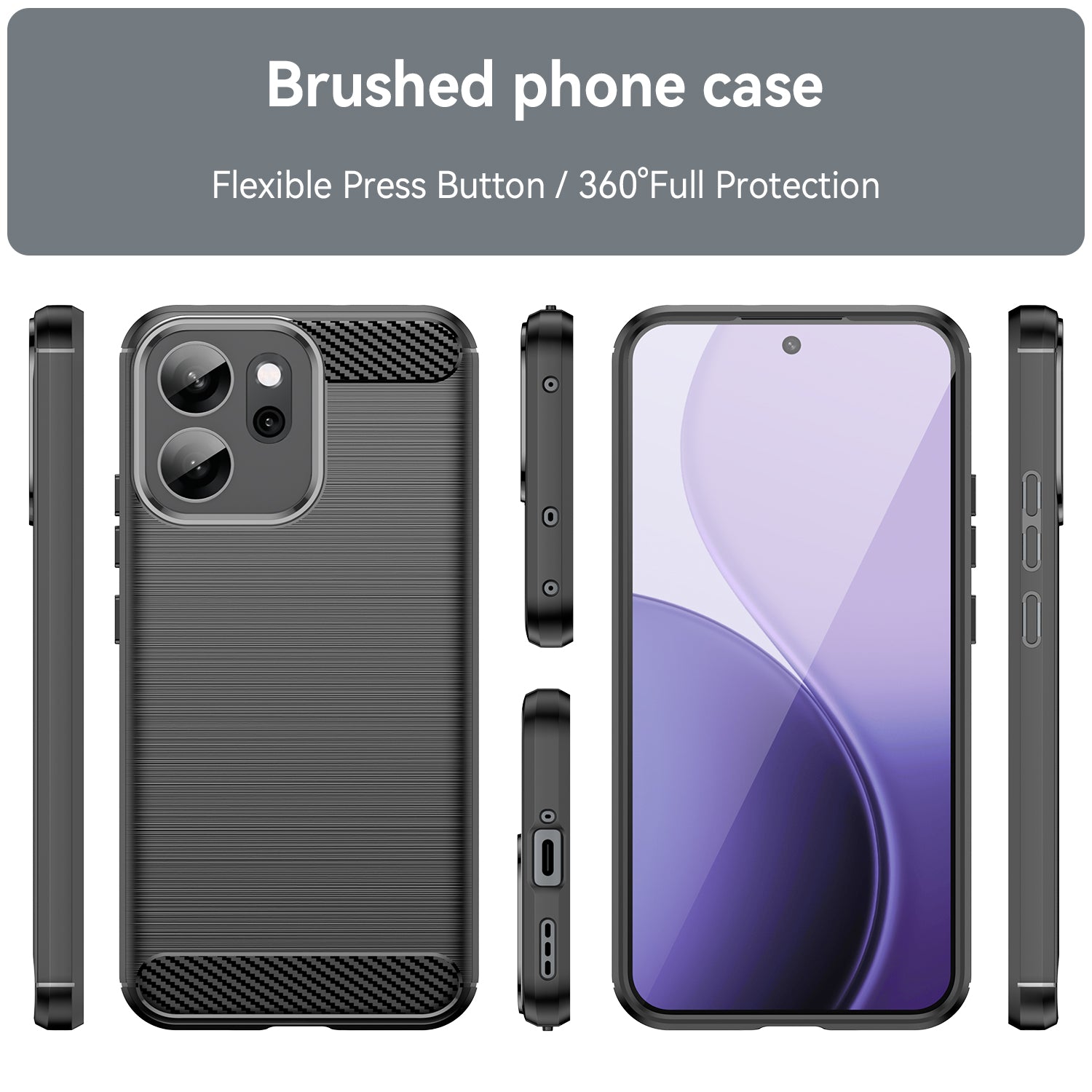 OPPO Reno14 F Carbon Fibre TPU Case Slim Shockproof Cover Black