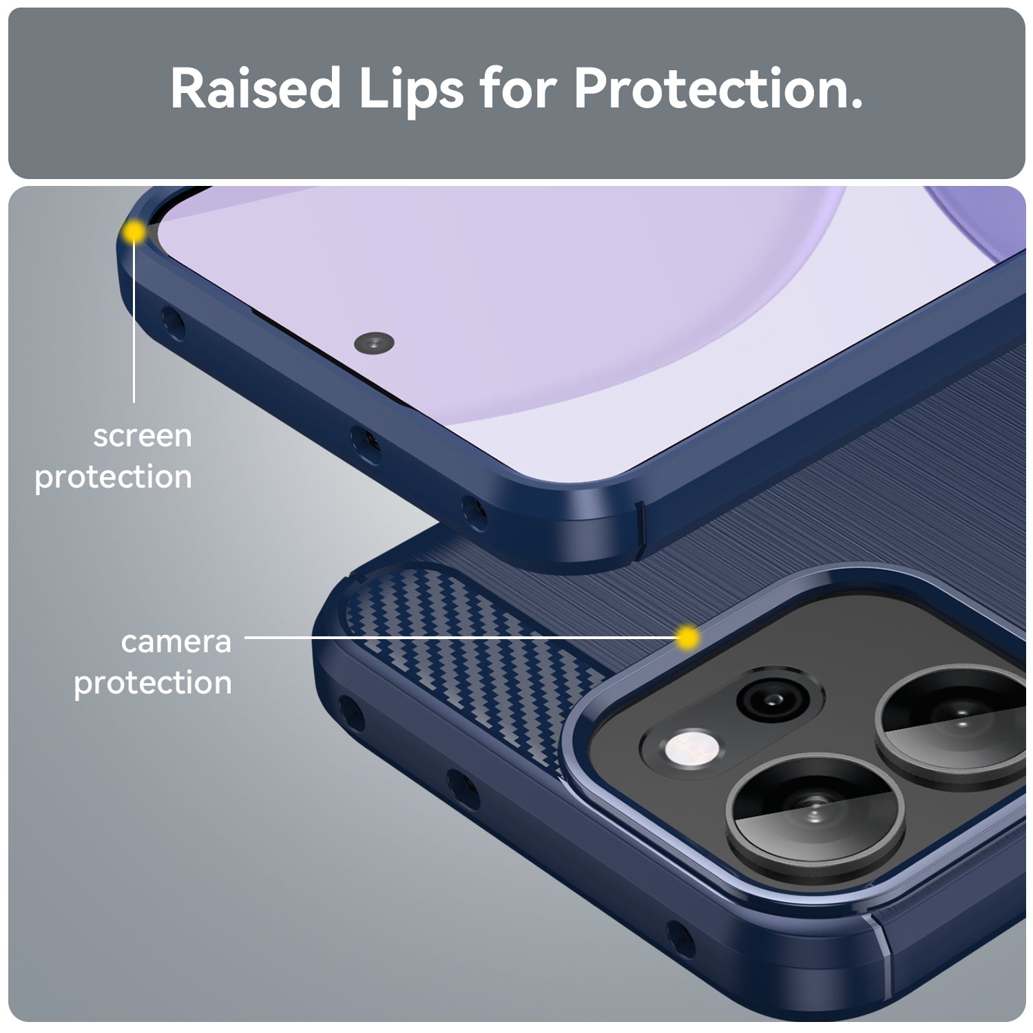 OPPO Reno14 F Carbon Fibre TPU Case Slim Shockproof Cover Navy