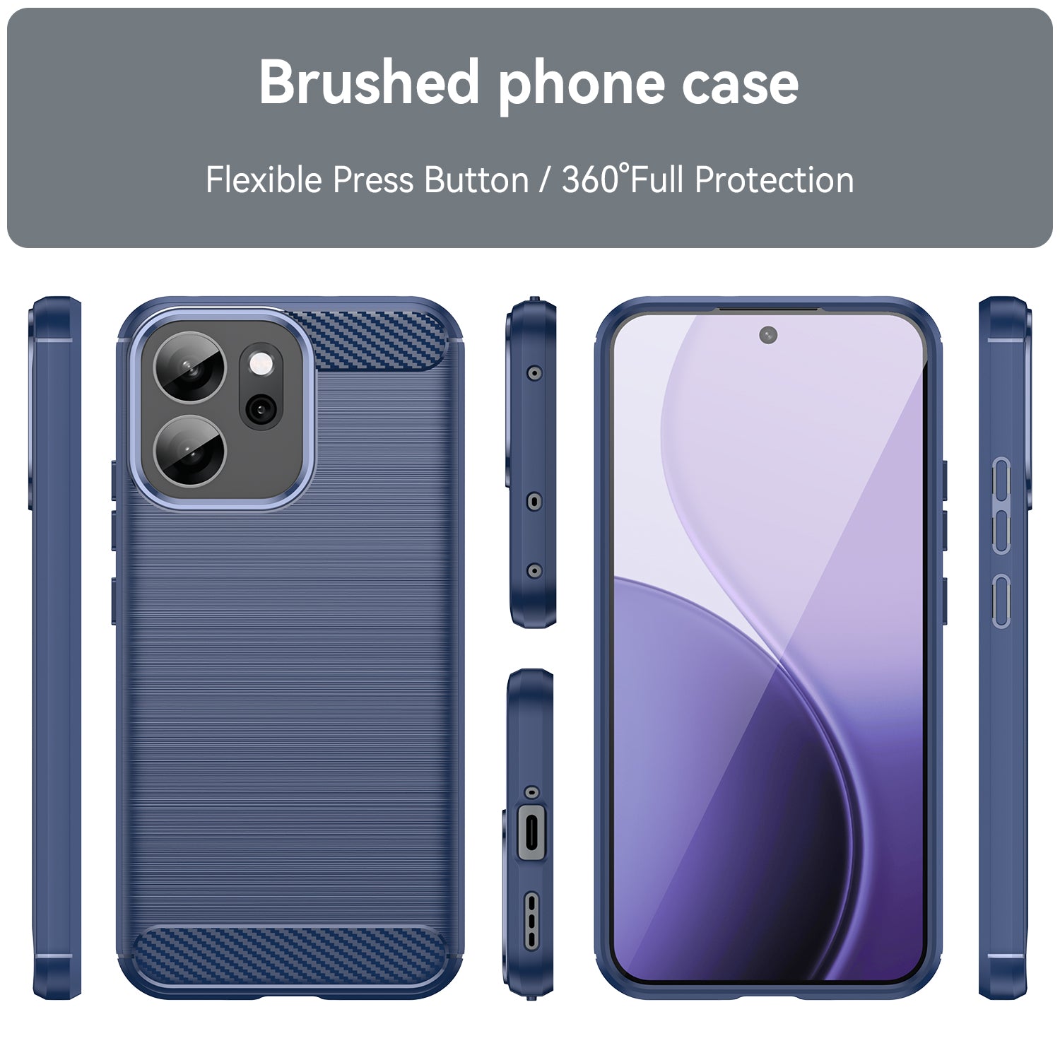 OPPO Reno14 F Carbon Fibre TPU Case Slim Shockproof Cover Navy