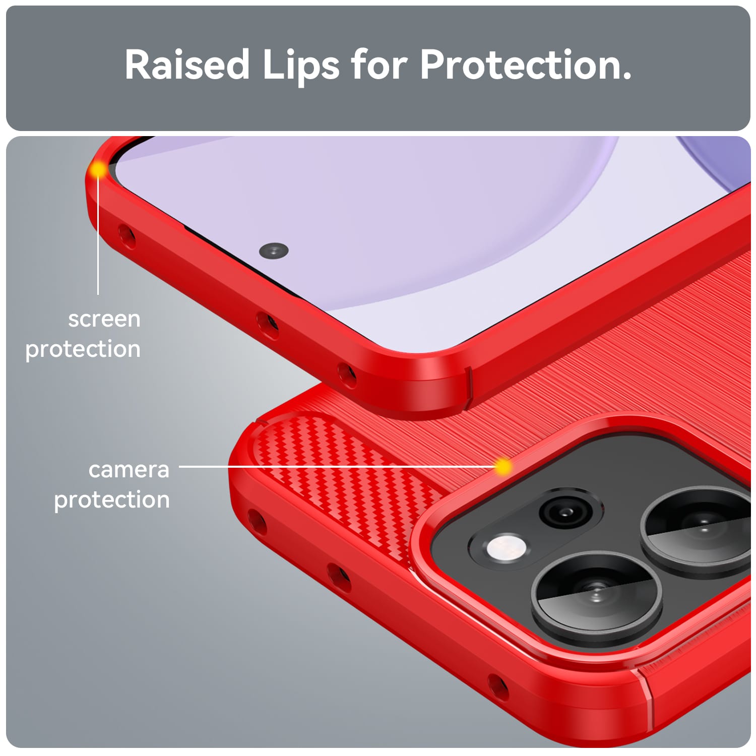 OPPO Reno14 F Carbon Fibre TPU Case Slim Shockproof Cover Red