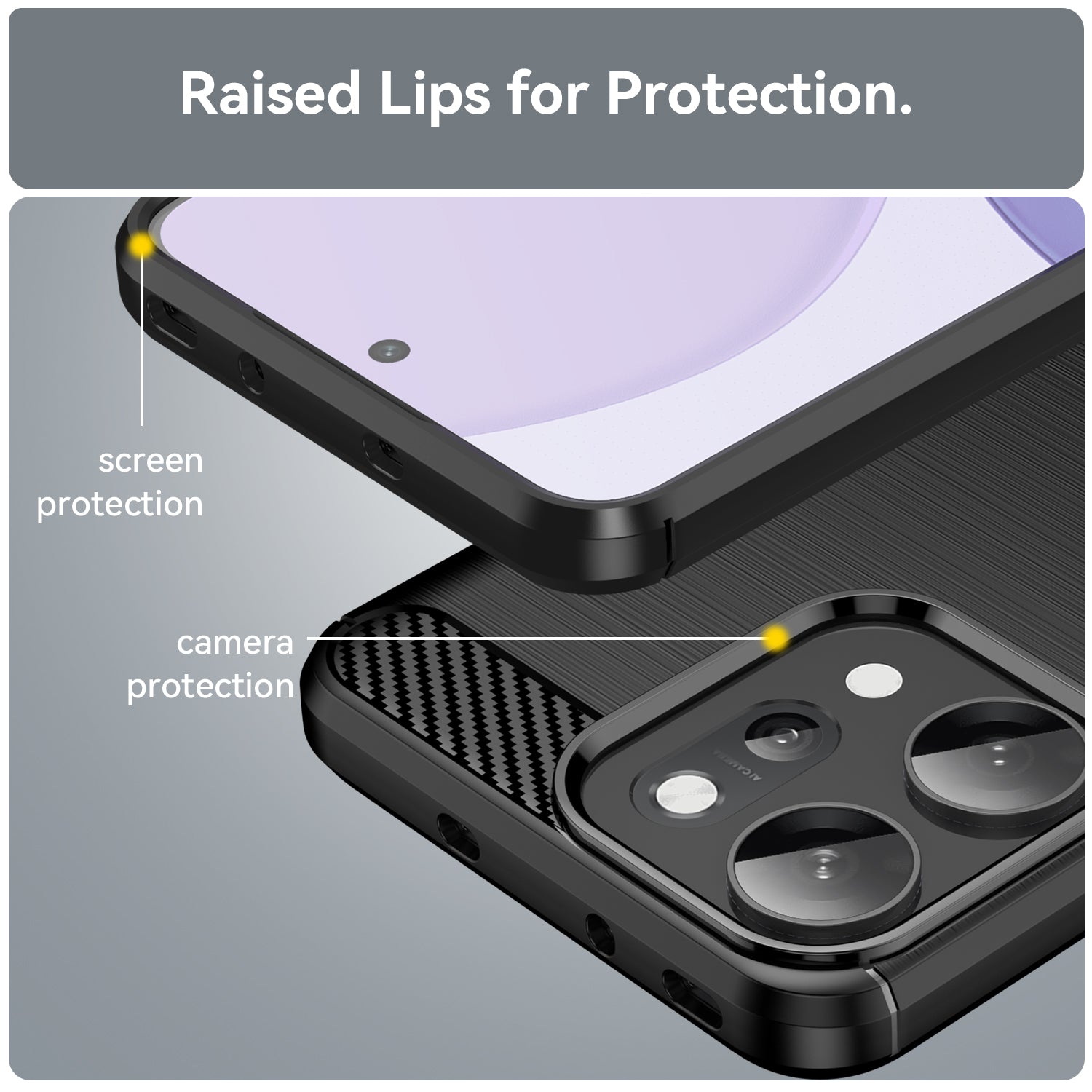 OPPO Reno14 Pro Carbon Fibre TPU Case Slim Shockproof Cover Black