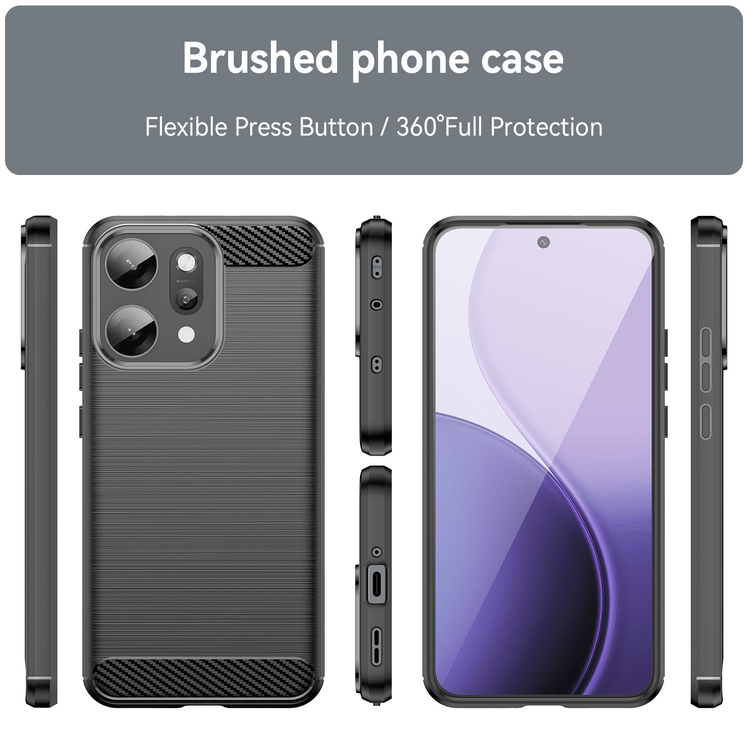 OPPO Reno14 Pro Carbon Fibre TPU Case Slim Shockproof Cover Black