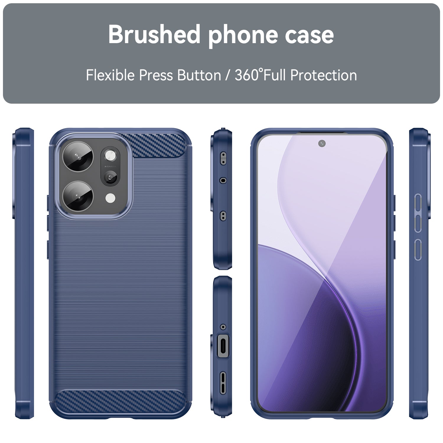OPPO Reno14 Pro Carbon Fibre TPU Case Slim Shockproof Cover Navy