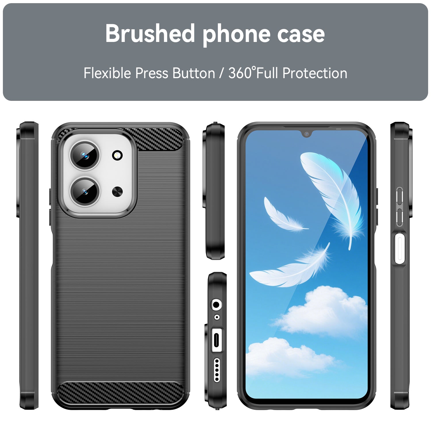 Xiaomi Redmi 15C 4G Carbon Fibre TPU Case Slim Shockproof Cover Black