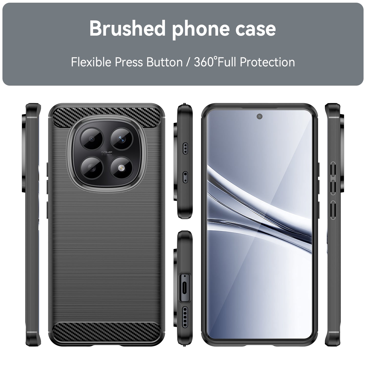 Redmi Note 15 4G / 5G Carbon Fibre TPU Case Slim Shockproof Cover Black