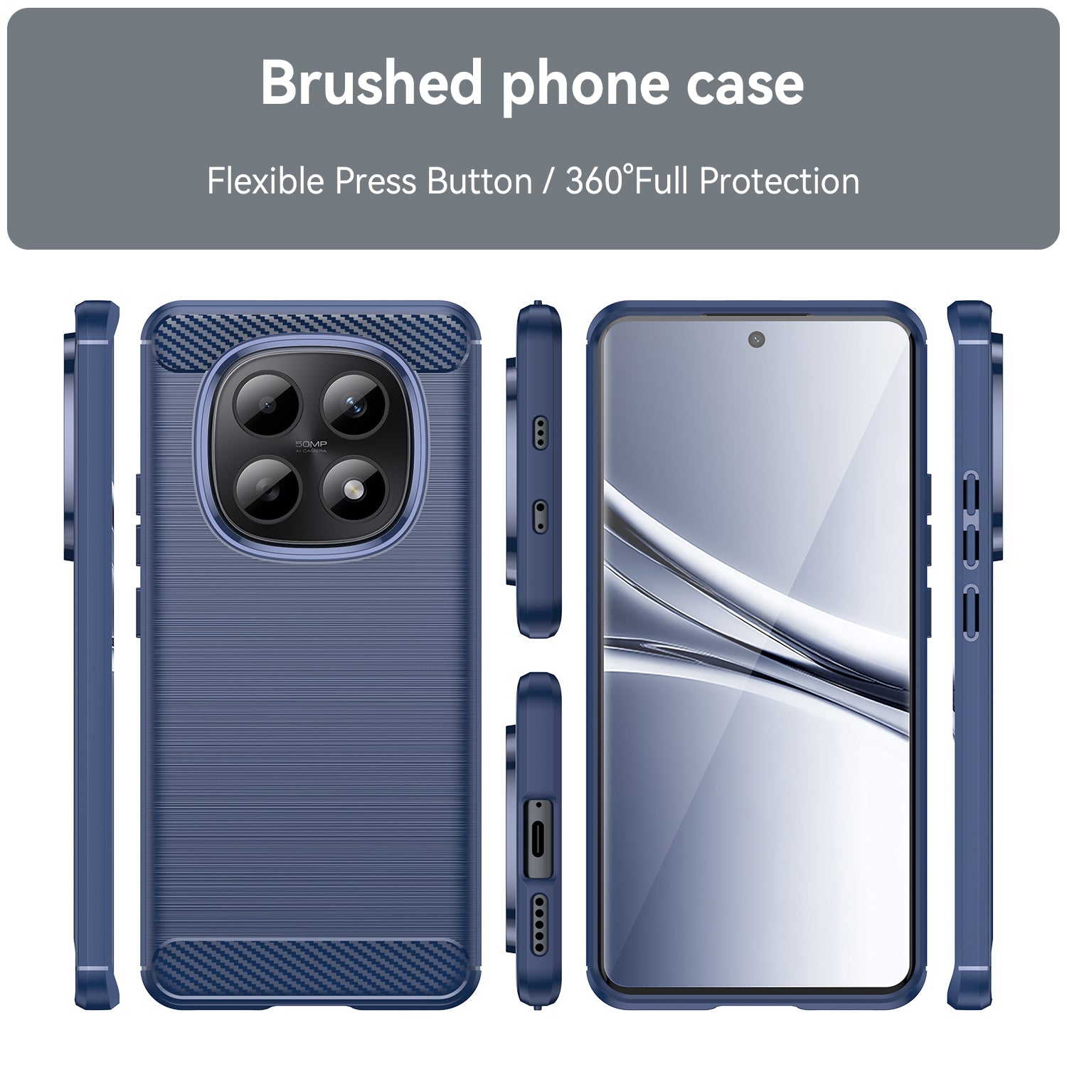 Redmi Note 15 4G / 5G Carbon Fibre TPU Case Slim Shockproof Cover Navy