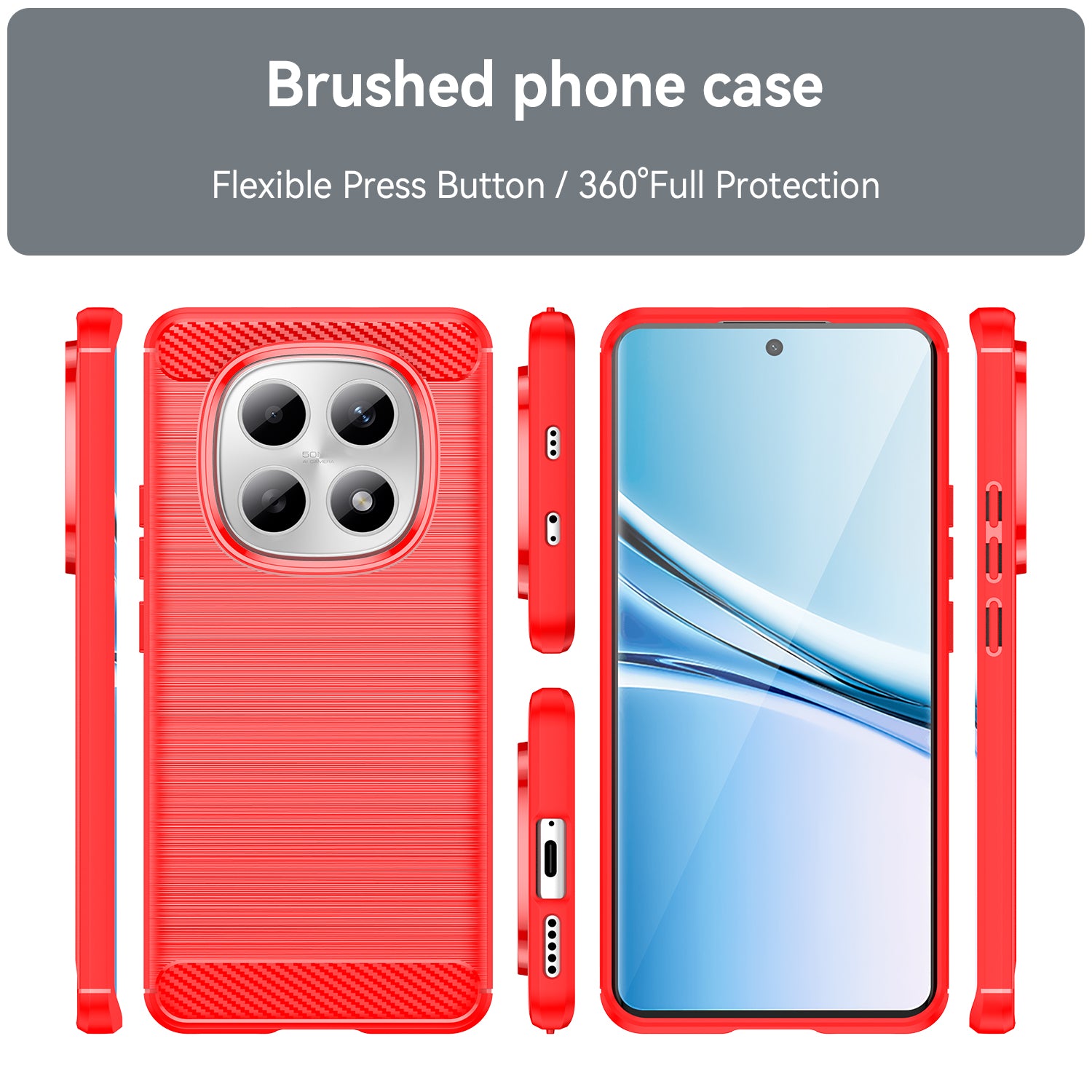 Redmi Note 15 4G / 5G Carbon Fibre TPU Case Slim Shockproof Cover Red