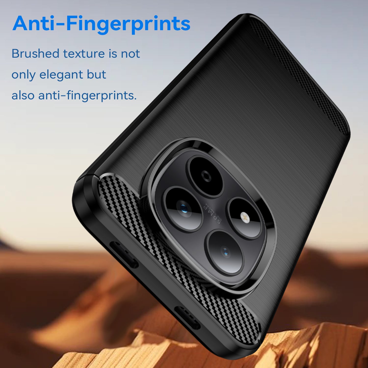 Redmi Note 15 Pro 5G Carbon Fibre TPU Case Slim Shockproof Cover Black
