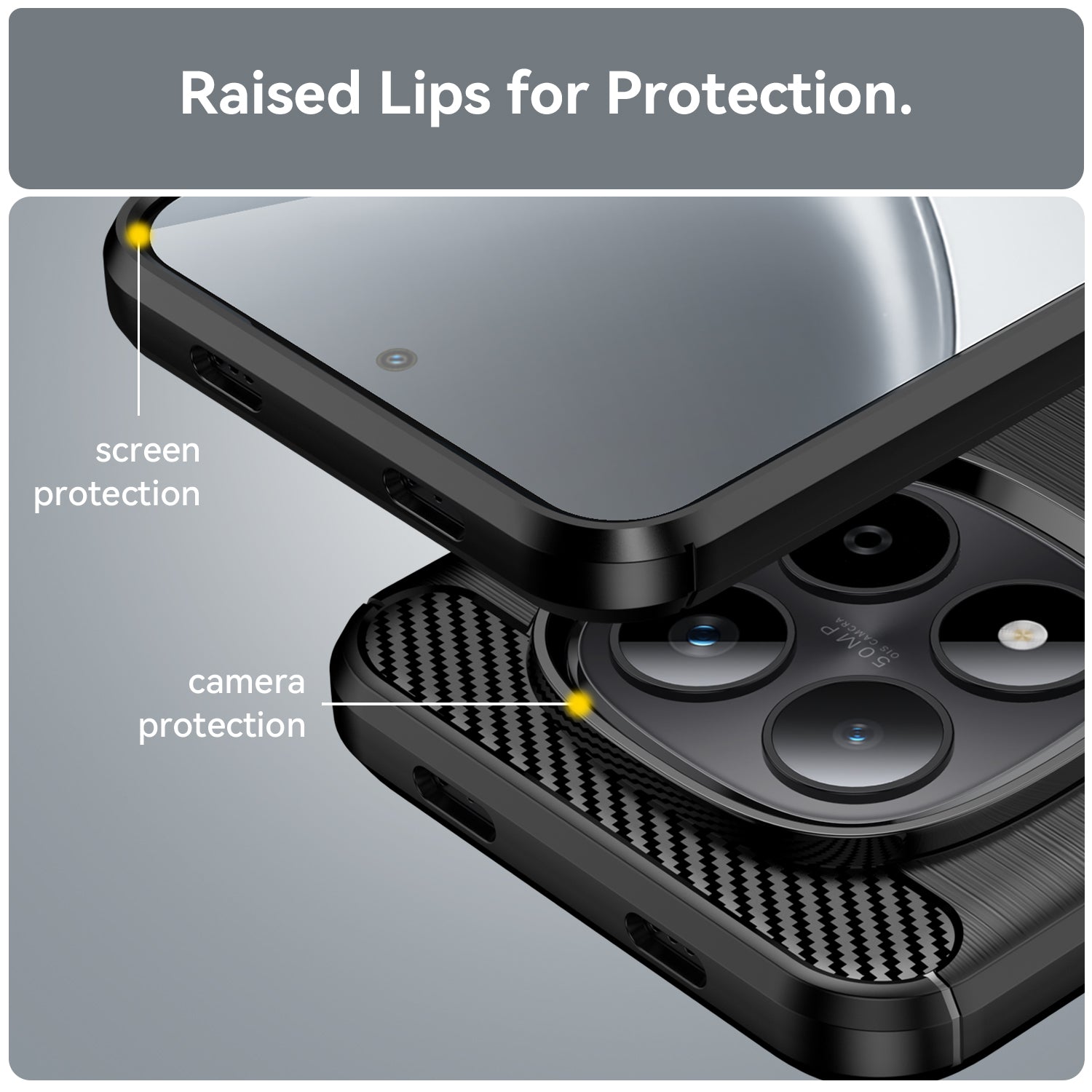 Redmi Note 15 Pro 5G Carbon Fibre TPU Case Slim Shockproof Cover Black