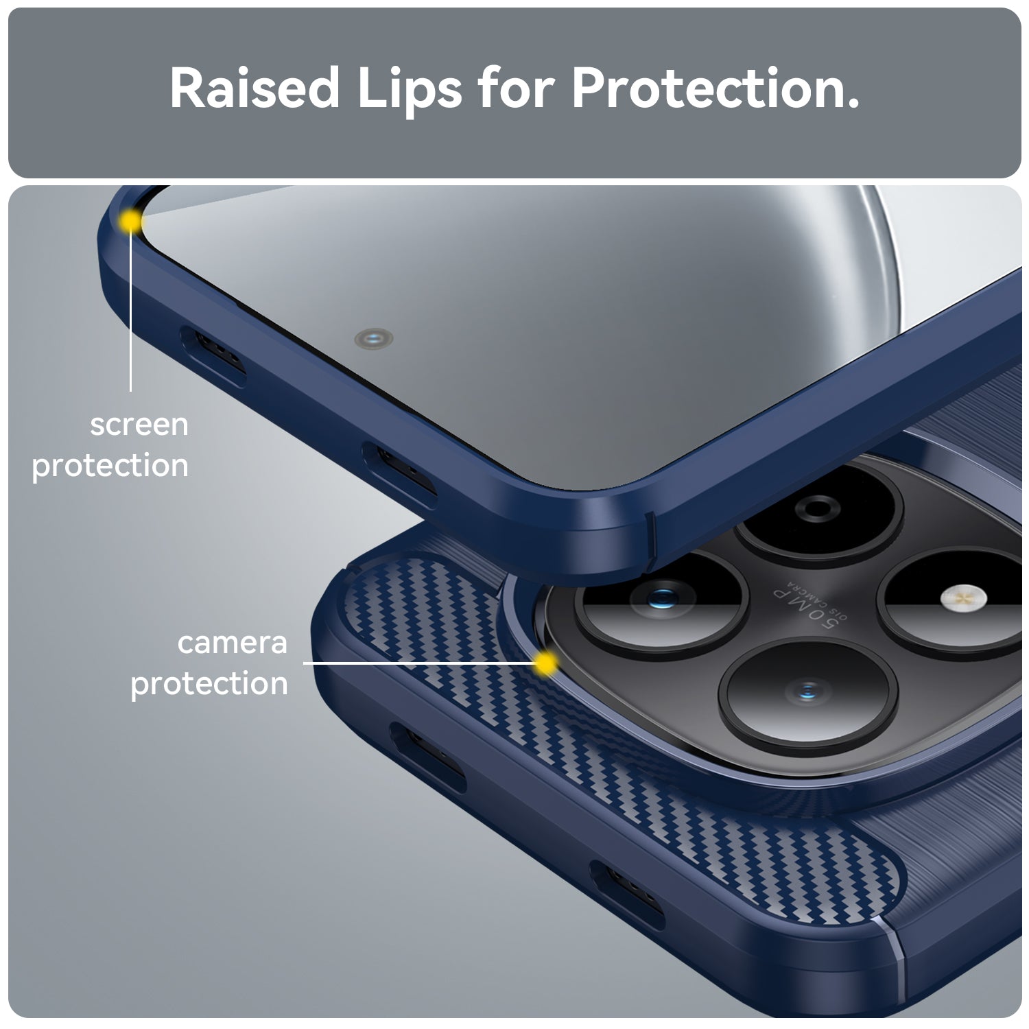 Redmi Note 15 Pro 5G Carbon Fibre TPU Case Slim Shockproof Cover Navy
