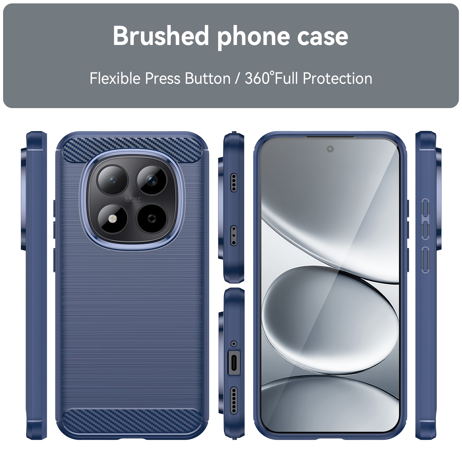 Redmi Note 15 Pro 5G Carbon Fibre TPU Case Slim Shockproof Cover Navy