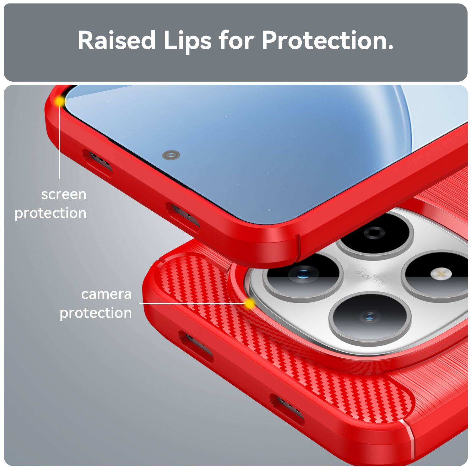 Redmi Note 15 Pro 5G Carbon Fibre TPU Case Slim Shockproof Cover Red