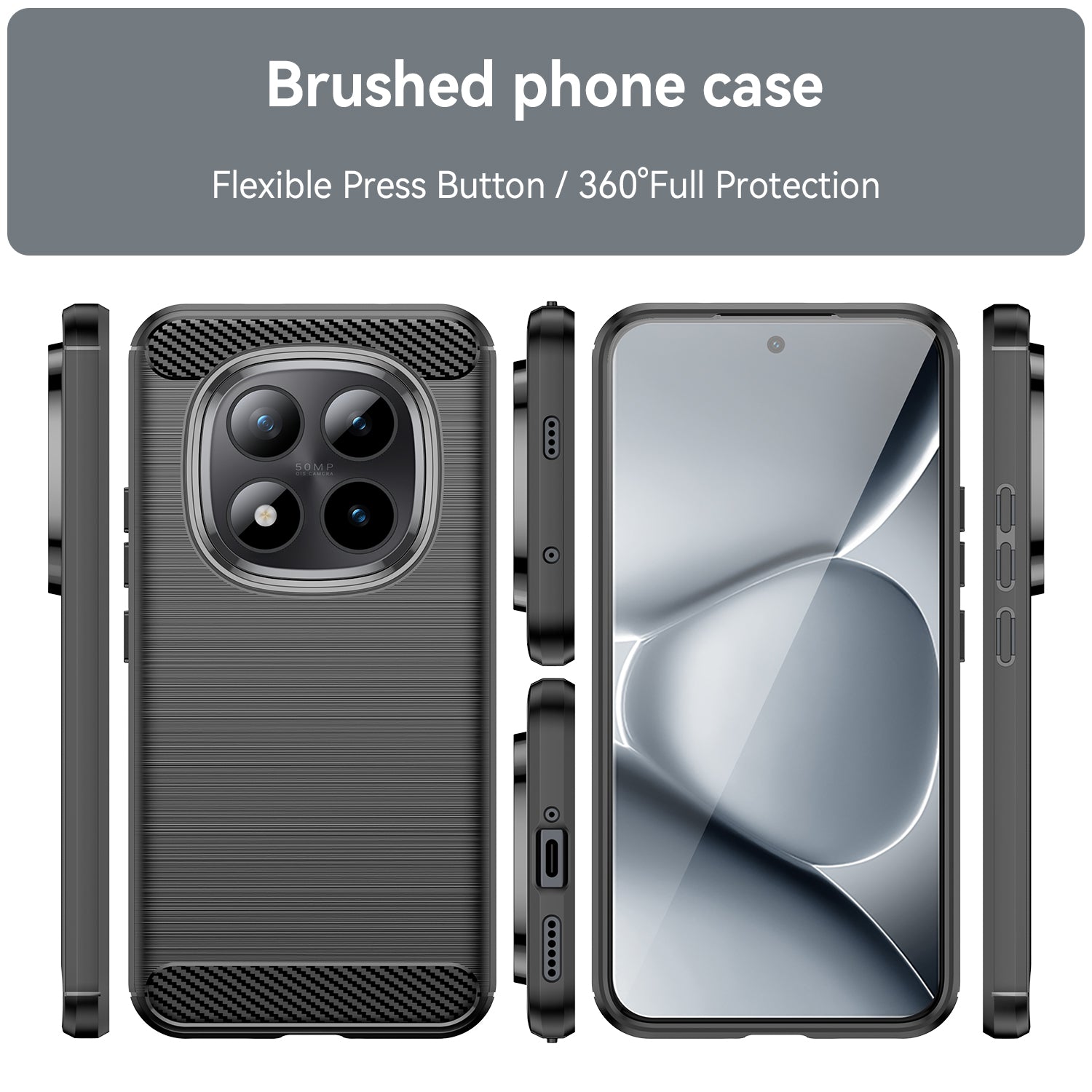 Redmi Note 15 Pro Plus 5G Carbon Fibre TPU Case Slim Shockproof Cover Black