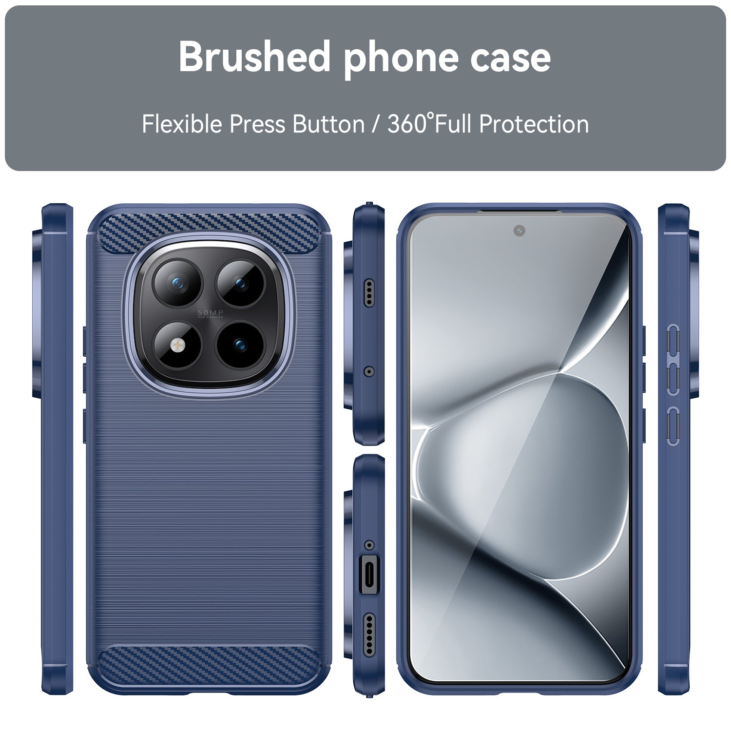 Redmi Note 15 Pro Plus 5G Carbon Fibre TPU Case Slim Shockproof Cover Navy