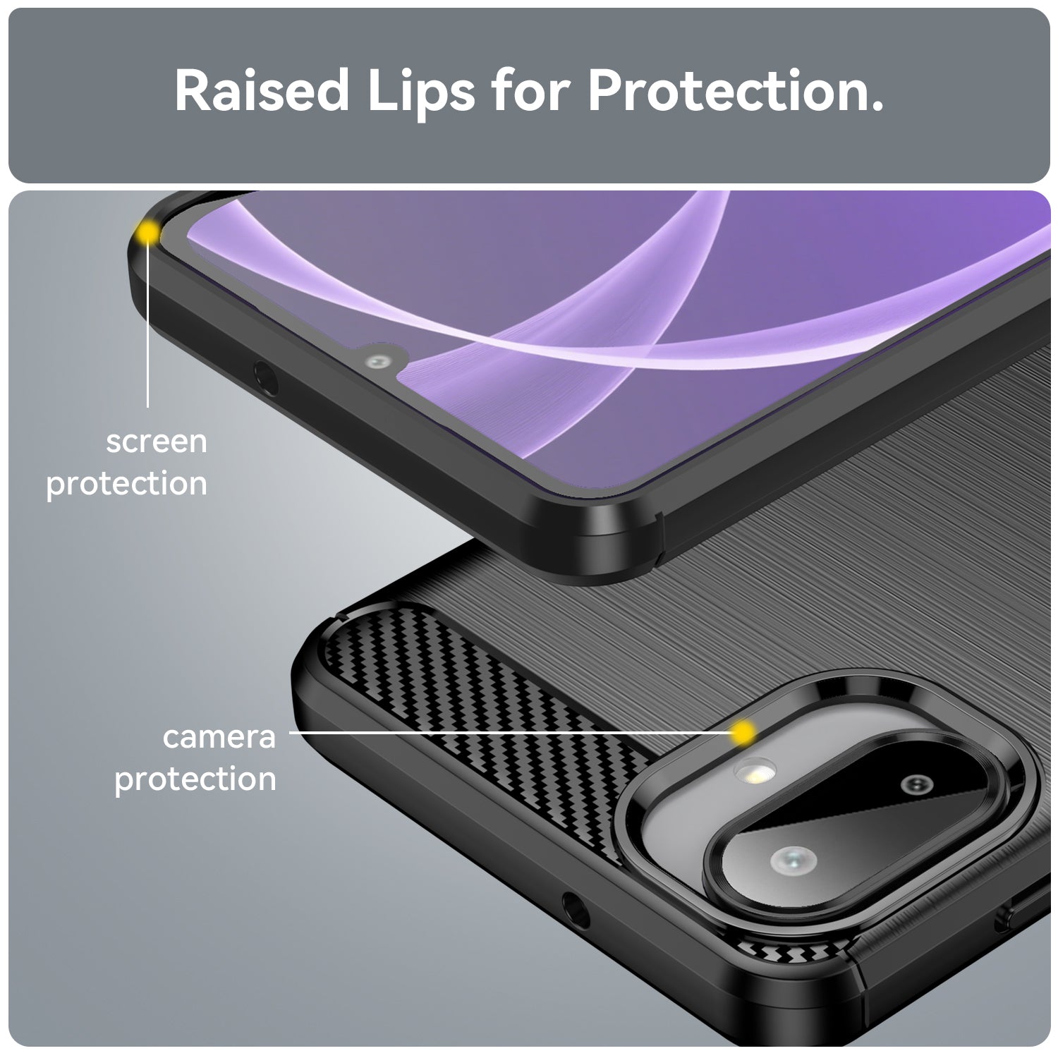 Samsung A07 Carbon Fibre TPU Case Slim Shockproof Cover Black