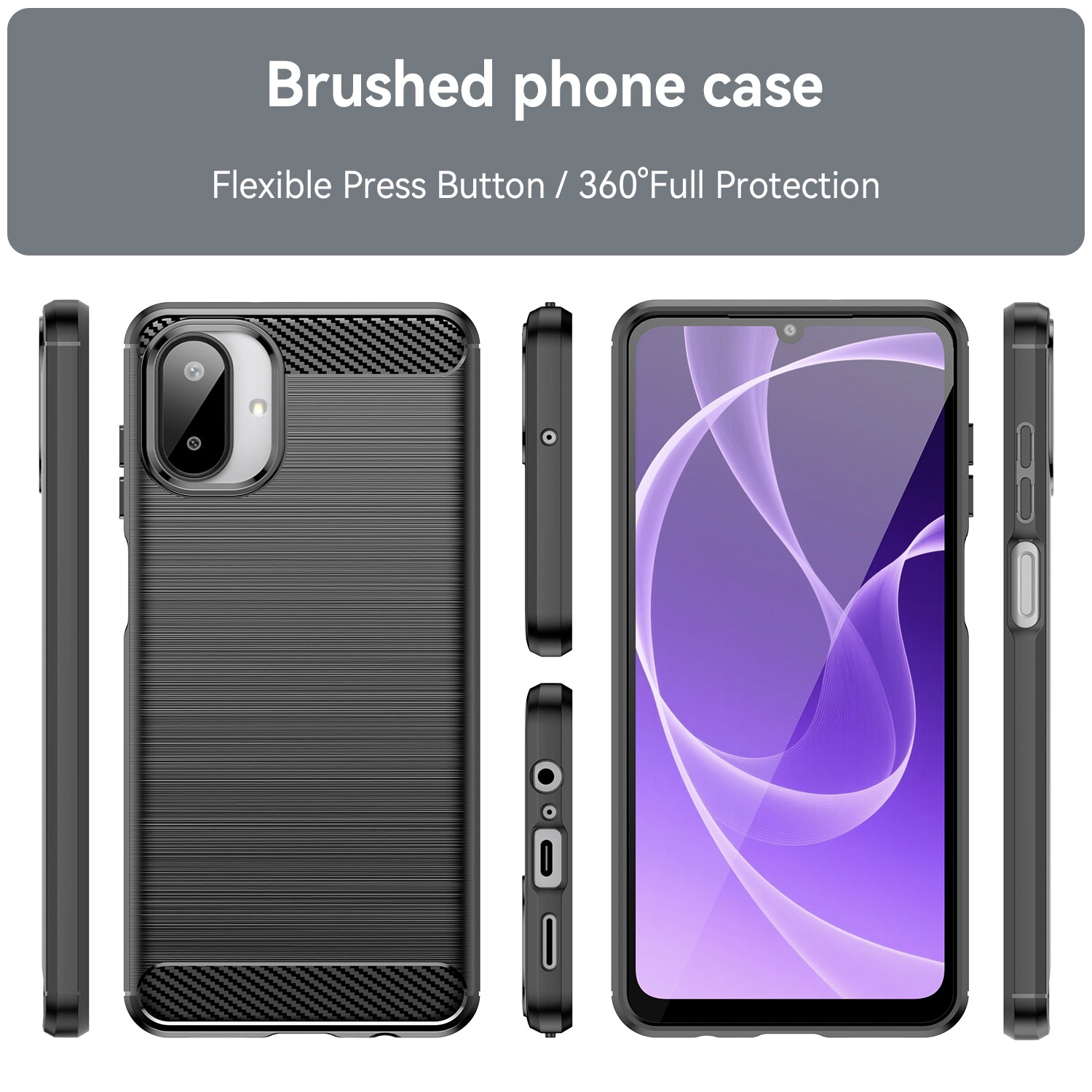 Samsung A07 Carbon Fibre TPU Case Slim Shockproof Cover Black