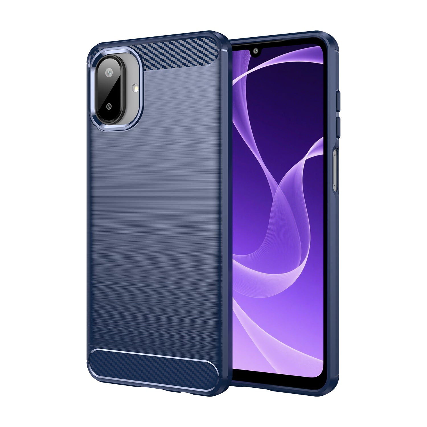 Samsung A07 Carbon Fibre TPU Case Slim Shockproof Cover Navy