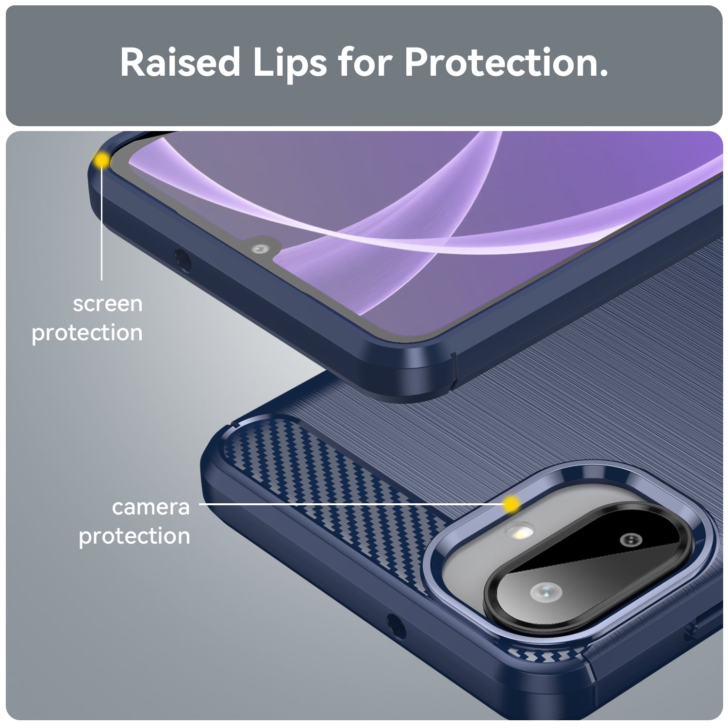 Samsung A07 Carbon Fibre TPU Case Slim Shockproof Cover Navy