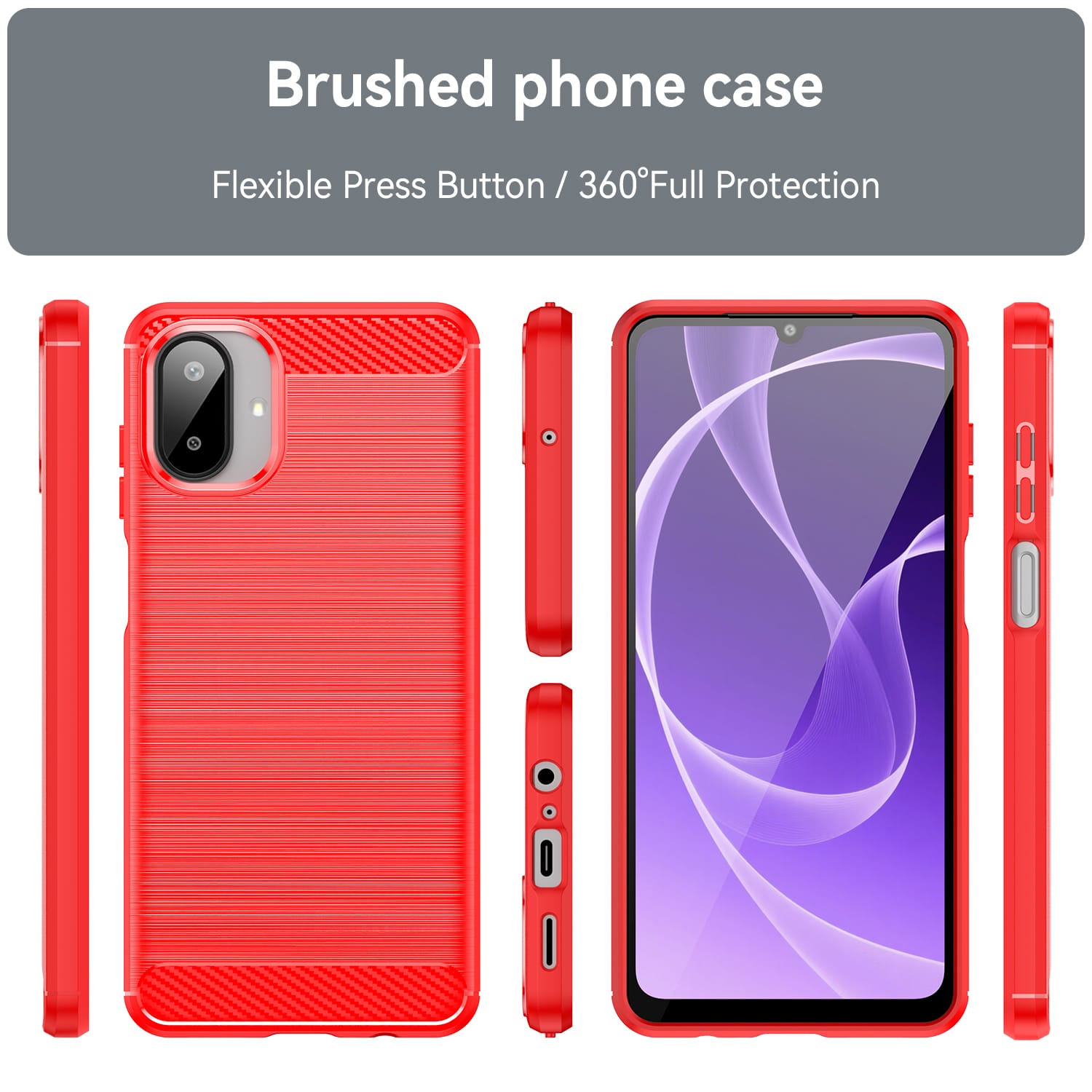 Samsung A07 Carbon Fibre TPU Case Slim Shockproof Cover Red