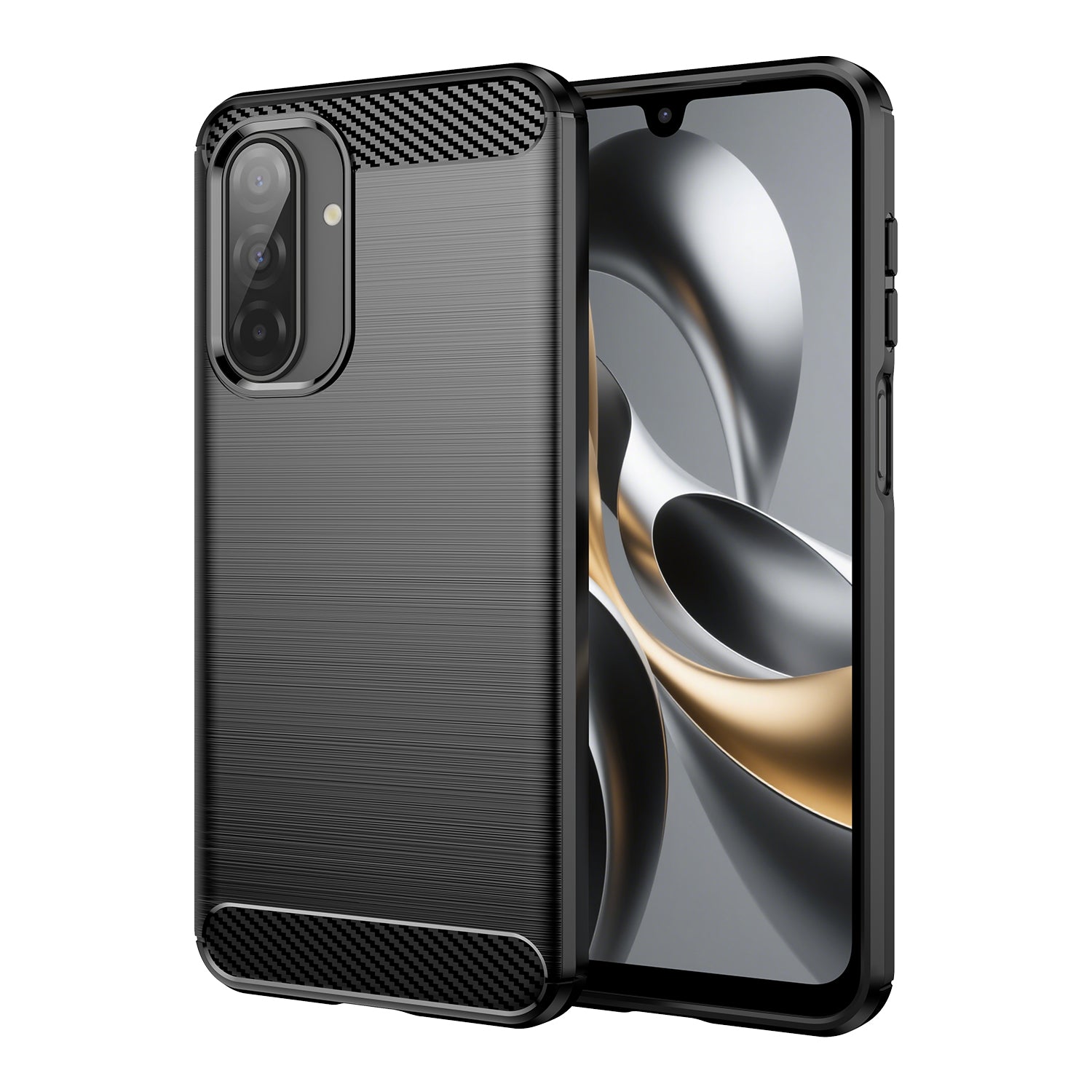 Samsung A17-5G Carbon Fibre TPU Case Slim Shockproof Cover Black