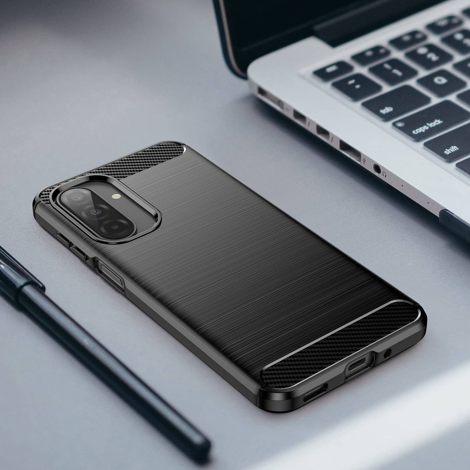 Samsung A17-5G Carbon Fibre TPU Case Slim Shockproof Cover Black