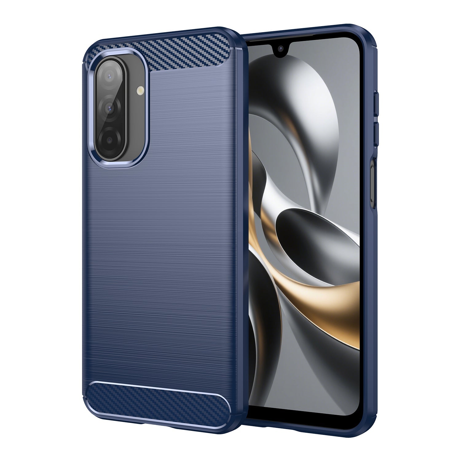 Samsung A17 Carbon Fibre TPU Case Slim Shockproof Cover Navy