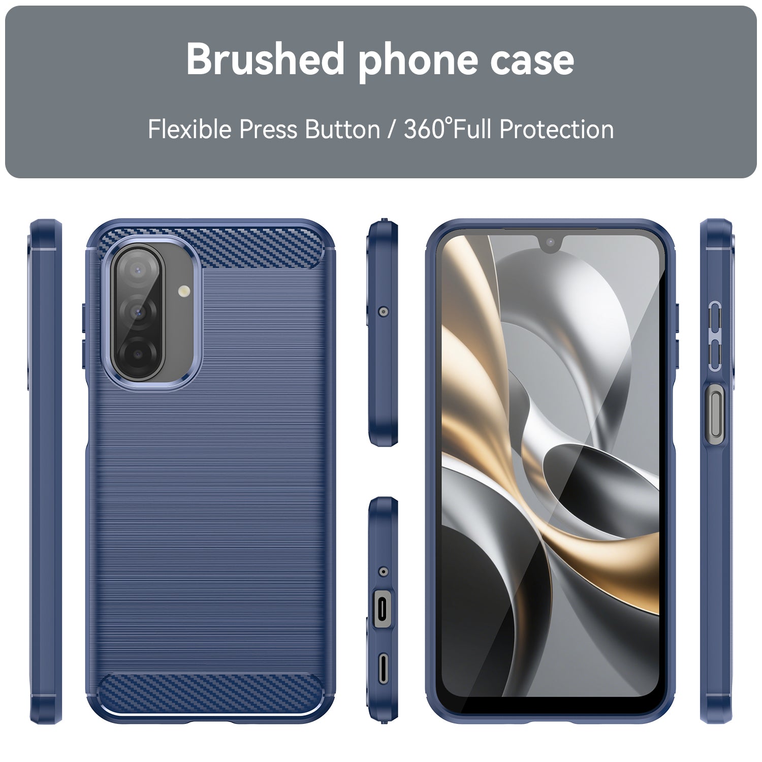 Samsung A17-5G Carbon Fibre TPU Case Slim Shockproof Cover Navy