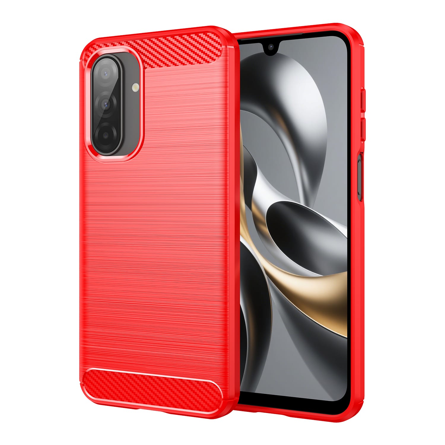 Samsung A17-5G Carbon Fibre TPU Case Slim Shockproof Cover Red