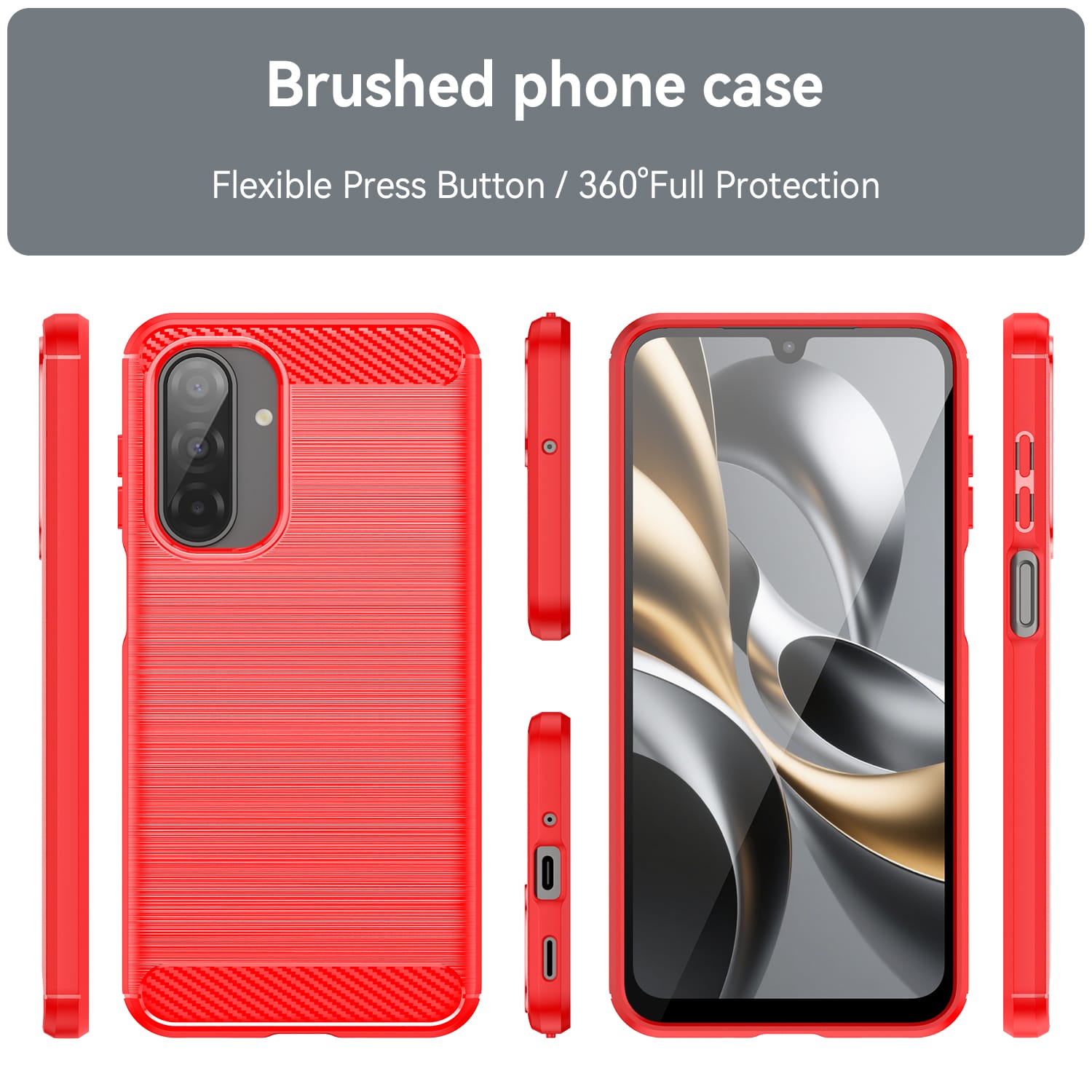 Samsung A17-5G Carbon Fibre TPU Case Slim Shockproof Cover Red