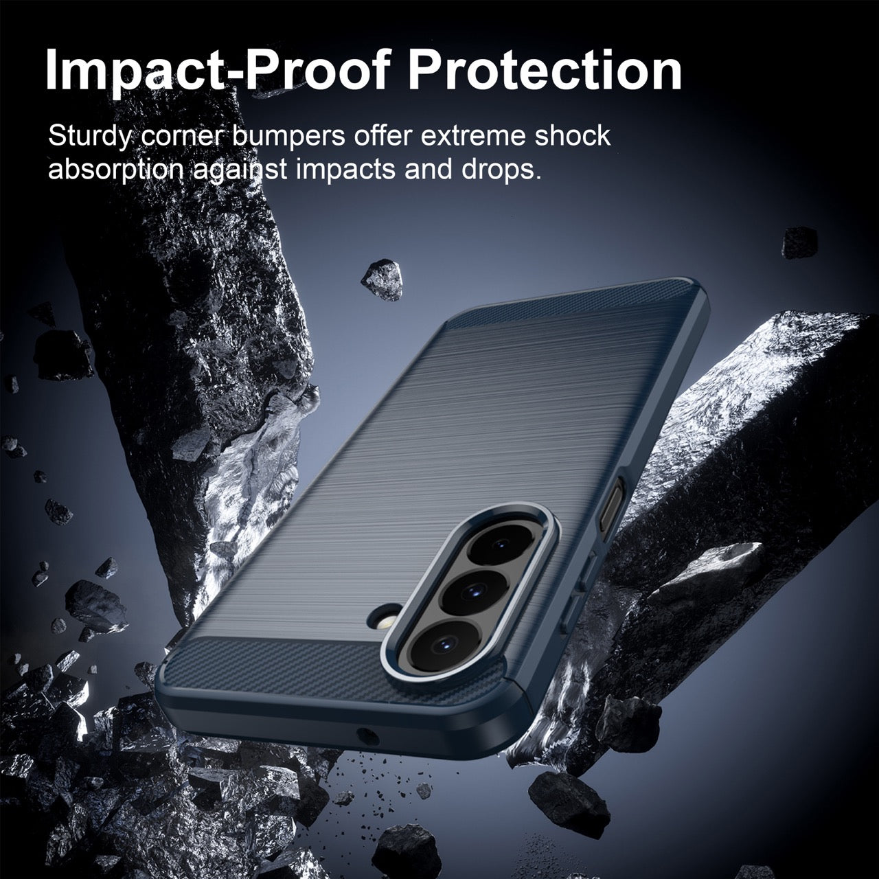 Samsung Galaxy A27 5G Carbon Fibre TPU Case Slim Shockproof Cover Navy