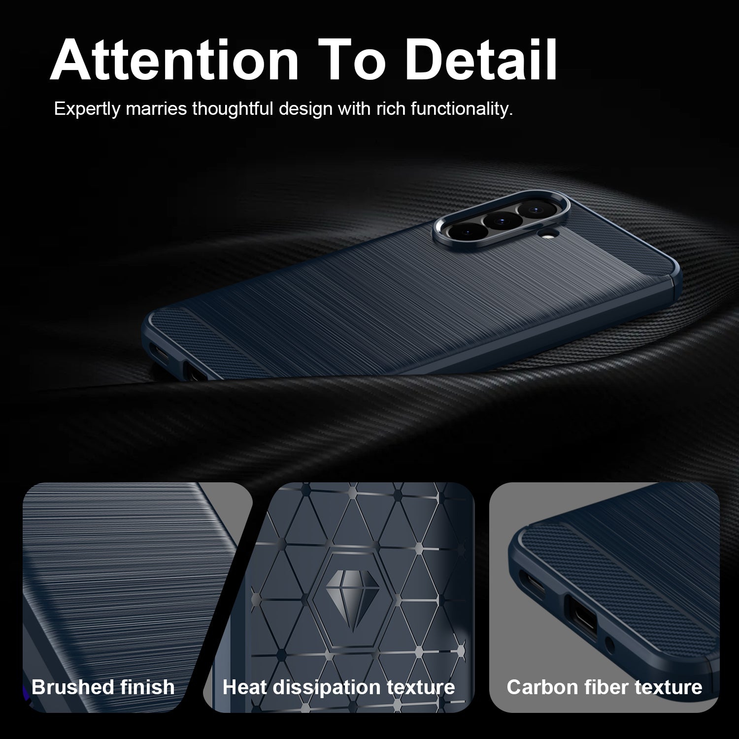 Samsung Galaxy A27 5G Carbon Fibre TPU Case Slim Shockproof Cover Navy