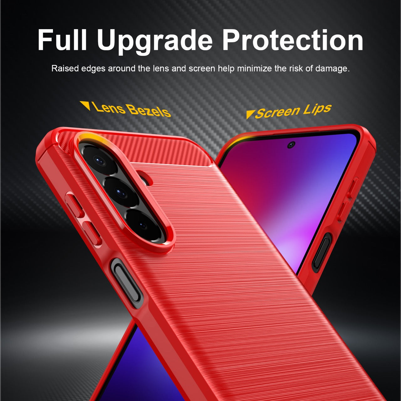 Samsung Galaxy A27 5G Carbon Fibre TPU Case Slim Shockproof Cover Red