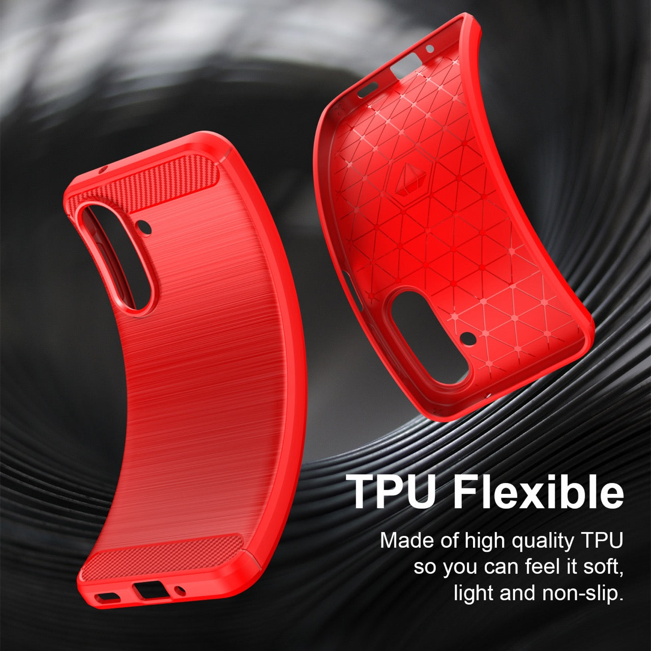 Samsung Galaxy A27 5G Carbon Fibre TPU Case Slim Shockproof Cover Red