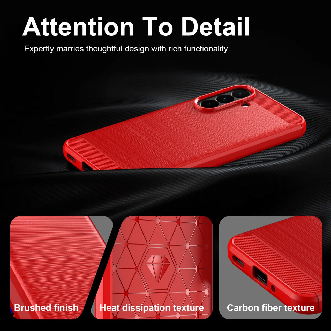 Samsung Galaxy A27 5G Carbon Fibre TPU Case Slim Shockproof Cover Red