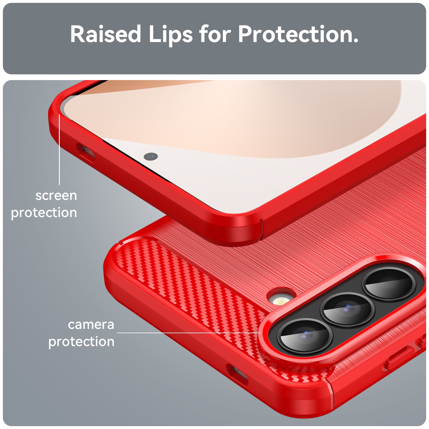 Samsung A57 5G Carbon Fibre TPU Case Slim Shockproof Cover Red