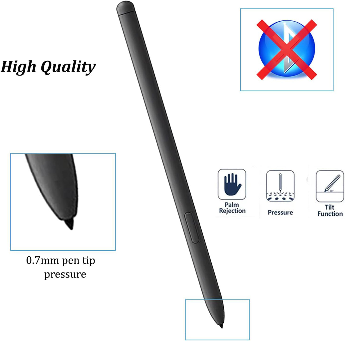 Magnetic S Pen Replacement – Pressure Sensitivity, Palm Rejection, Hover & Replaceable Nib