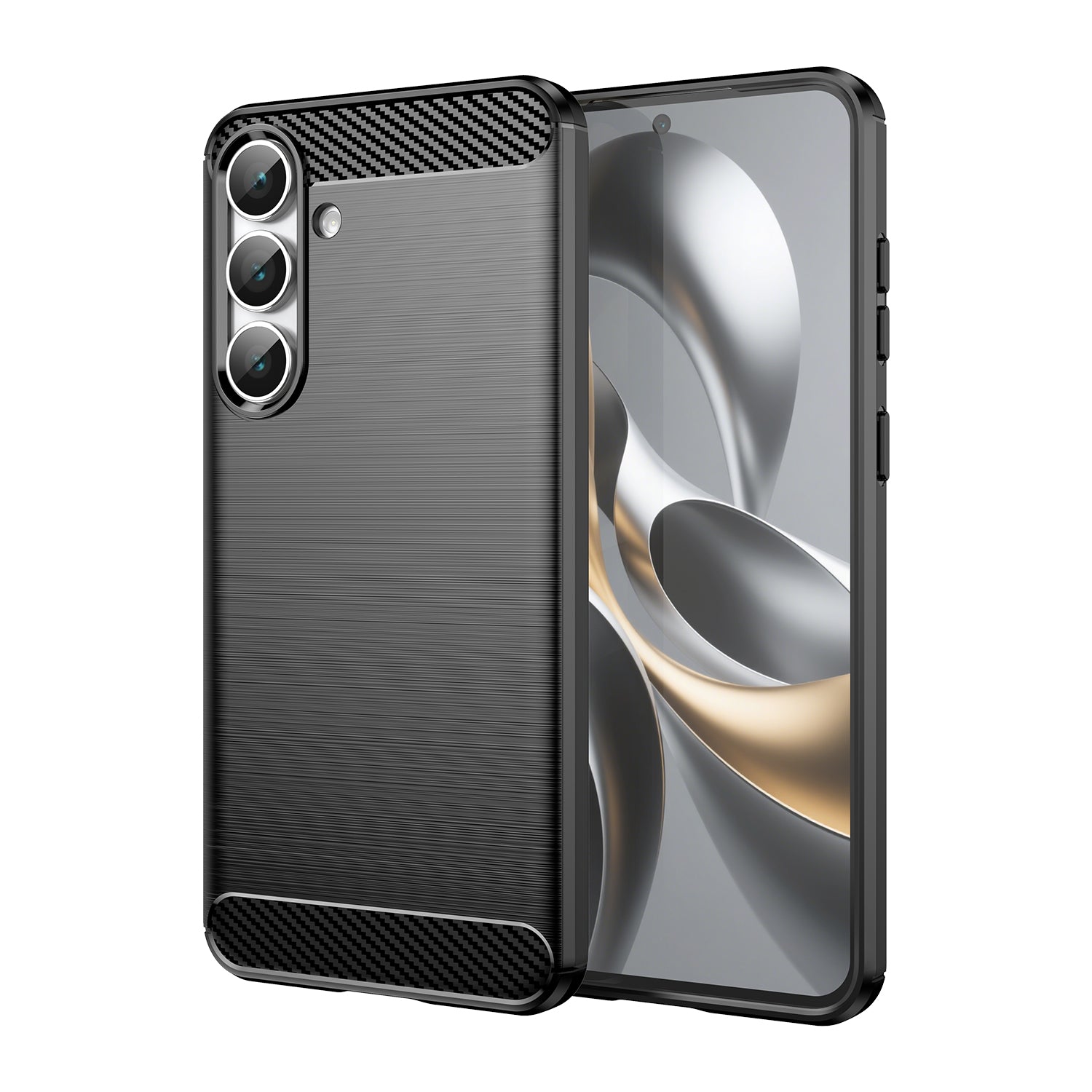 Samsung S25FE Carbon Fibre TPU Case Slim Shockproof Cover Black