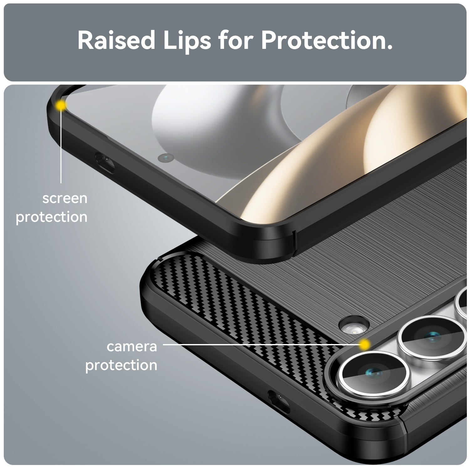 Samsung S25FE Carbon Fibre TPU Case Slim Shockproof Cover Black