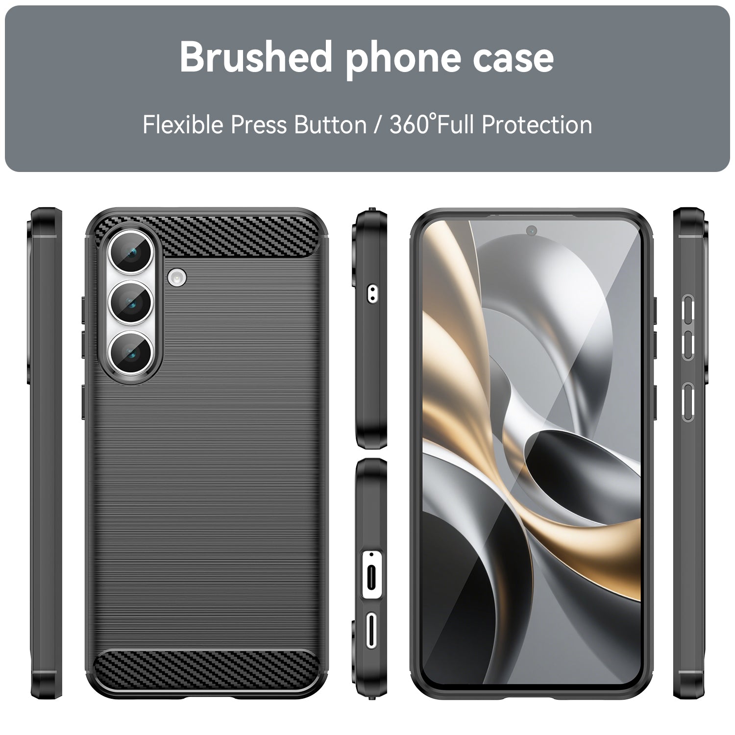 Samsung S25FE Carbon Fibre TPU Case Slim Shockproof Cover Black
