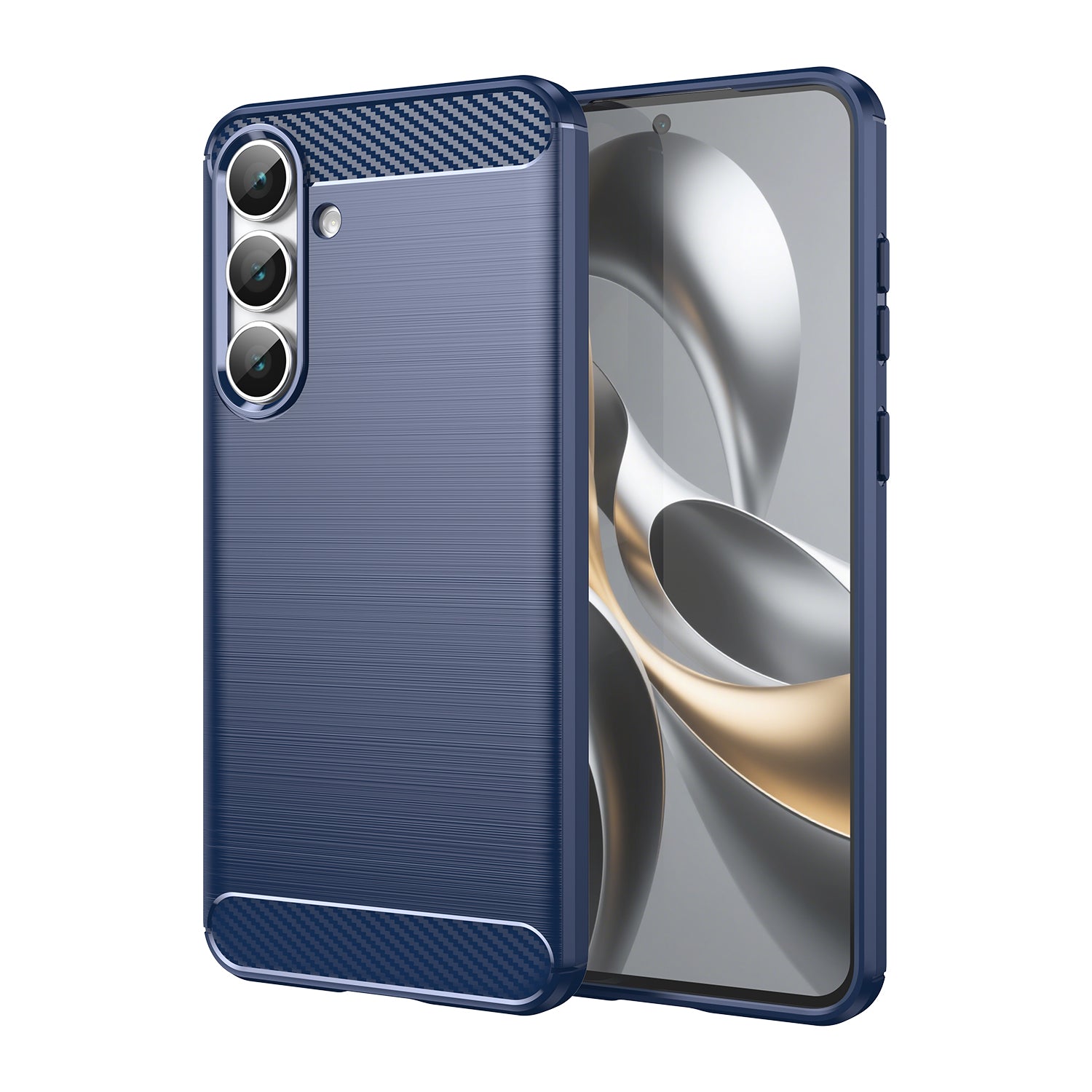 Samsung S25FE Carbon Fibre TPU Case Slim Shockproof Cover Navy