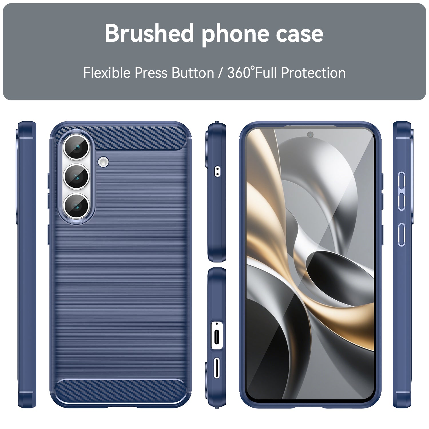 Samsung S25FE Carbon Fibre TPU Case Slim Shockproof Cover Navy