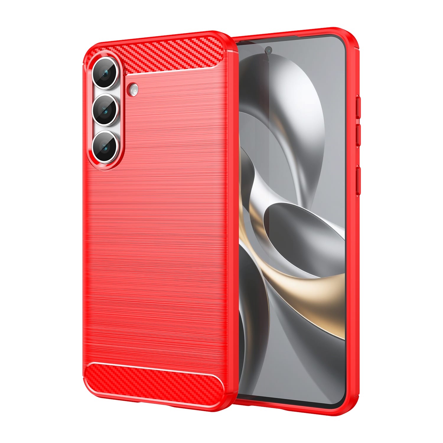 Samsung S25FE Carbon Fibre TPU Case Slim Shockproof Cover Red