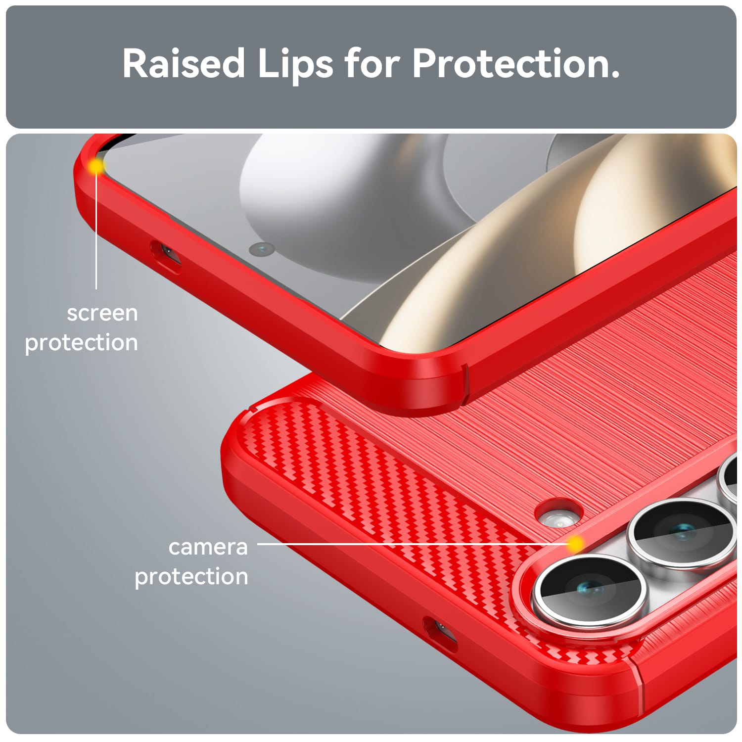 Samsung S25FE Carbon Fibre TPU Case Slim Shockproof Cover Red
