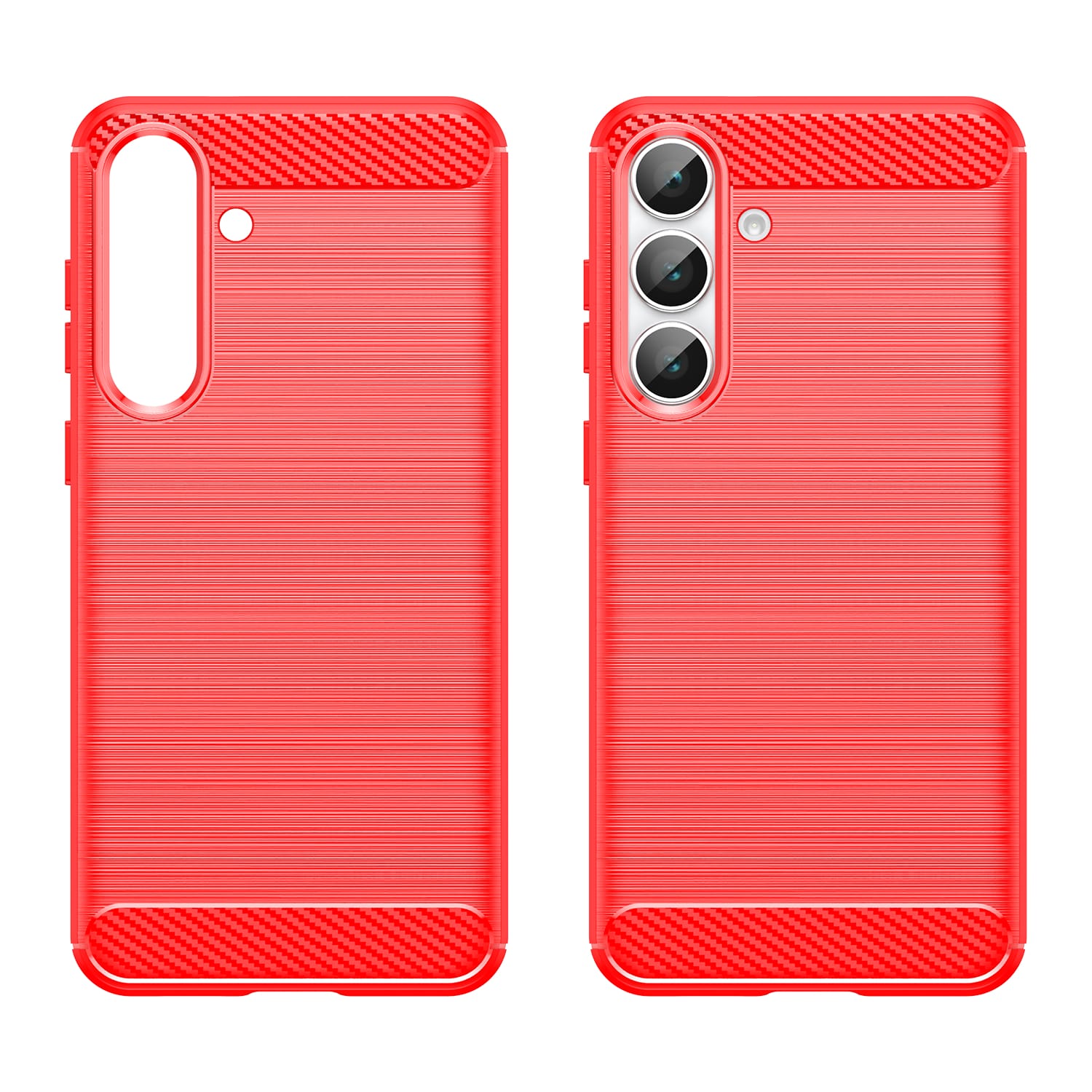 Samsung S25FE Carbon Fibre TPU Case Slim Shockproof Cover Red