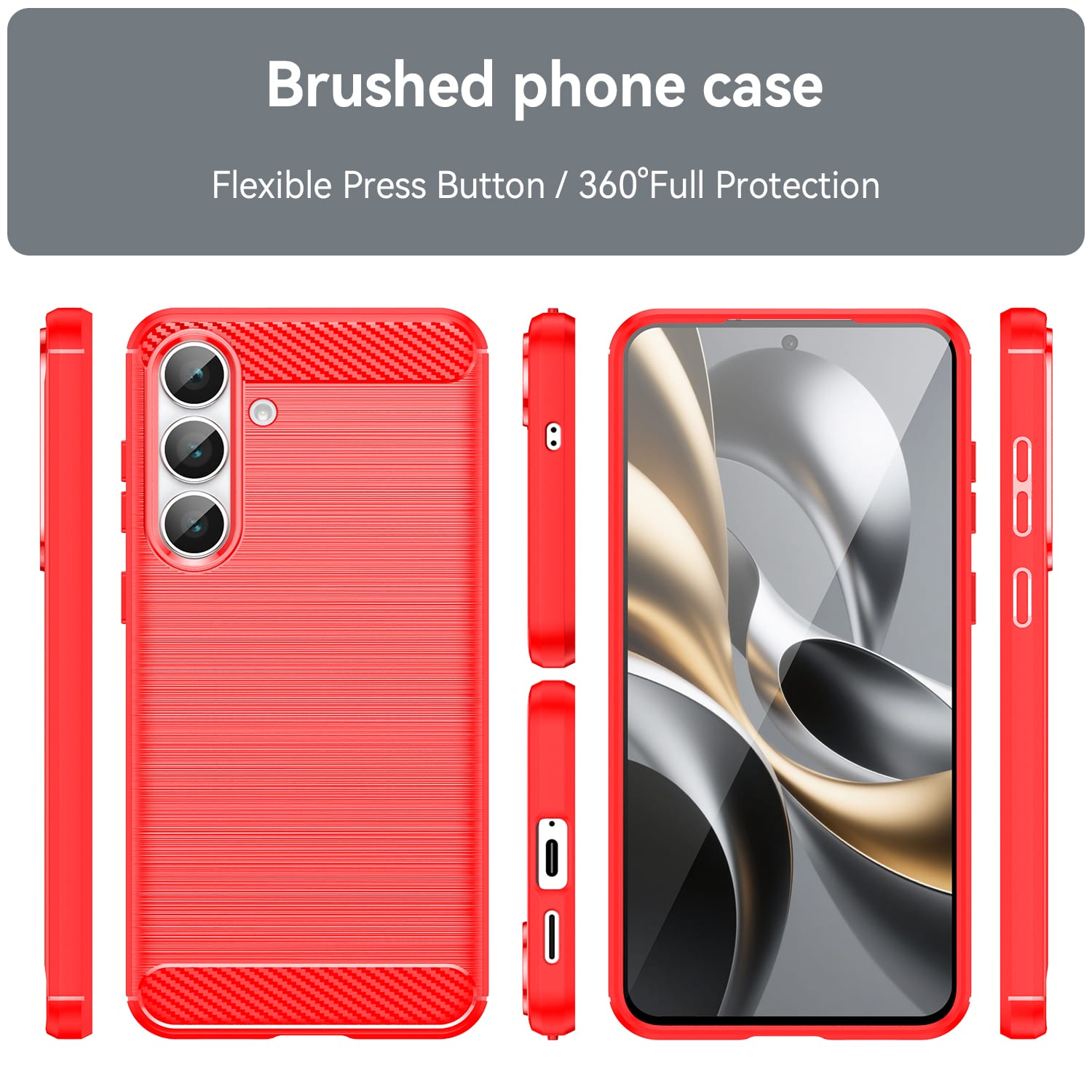 Samsung S25FE Carbon Fibre TPU Case Slim Shockproof Cover Red